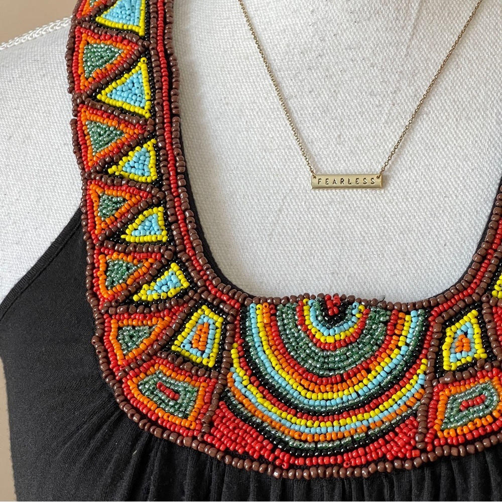 BOSTON PROPER | Black Beaded Neckline Tank Top Sz XS - Picture 4 of 7